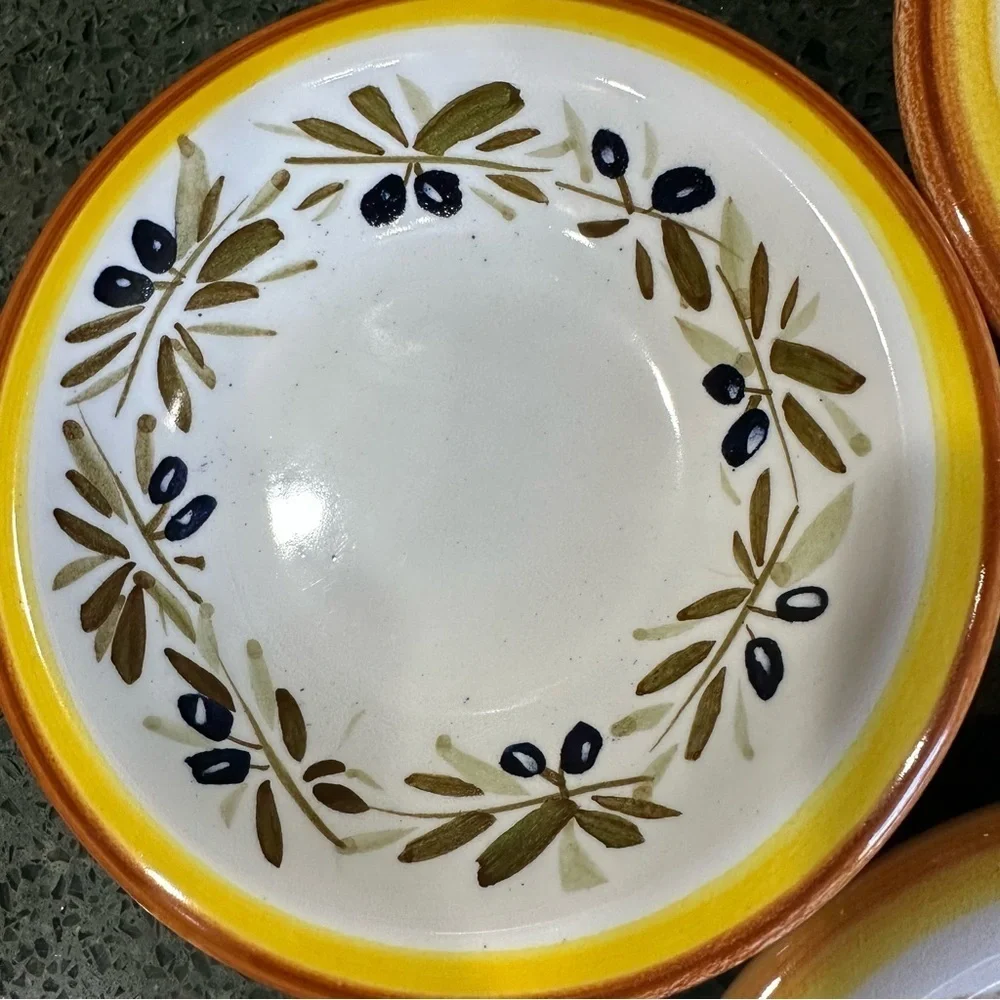 Williams Sonoma Tuscan Olives Made in Italy Hand Painted Dipping Bowls Set of 4